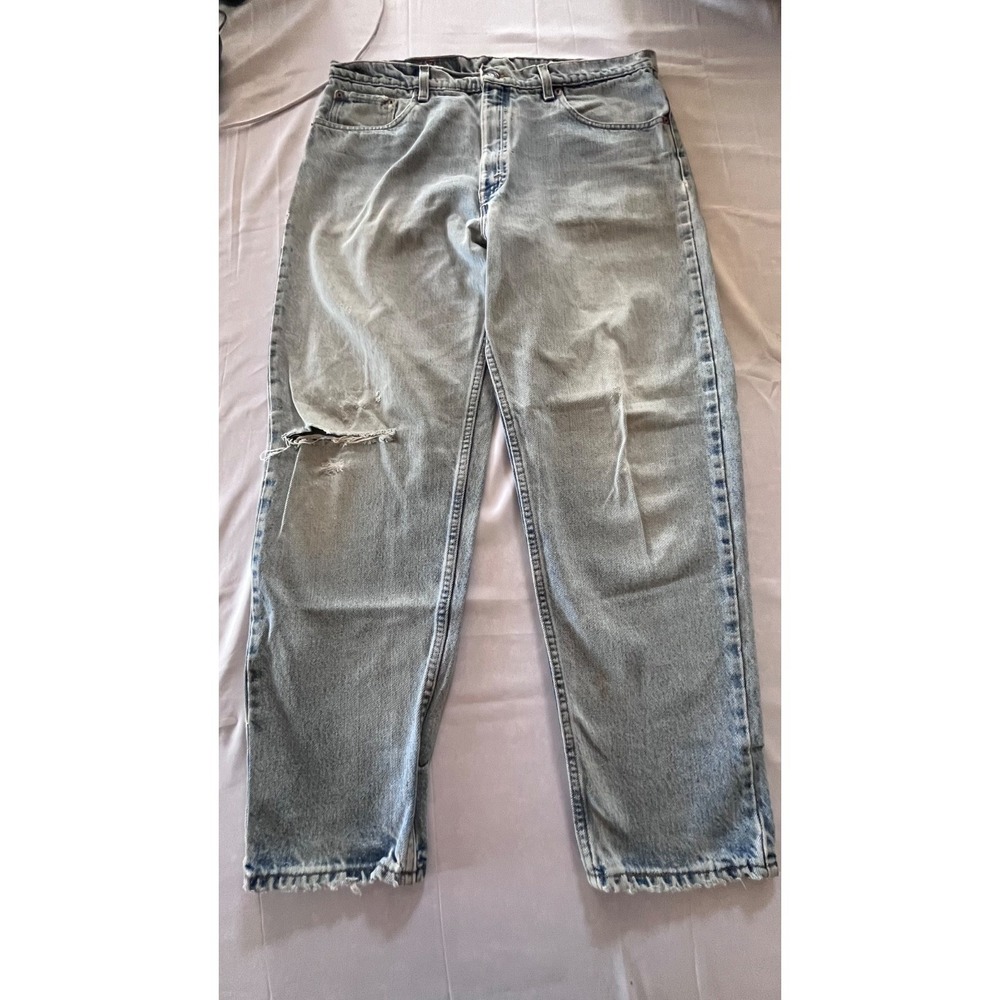 Vintage Levi's 550 Jeans Mens 36x28 USA 90s Light Wash Distressed Relaxed Fit
